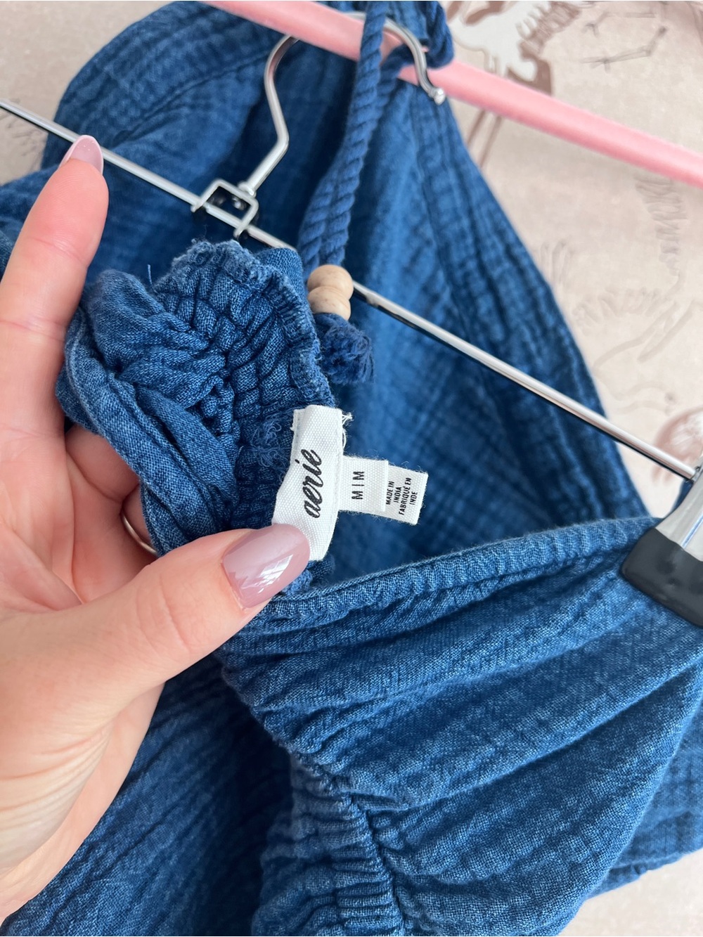 Aerie gauzy blue wide leg halter jumpsuit - Picture 6 of 7